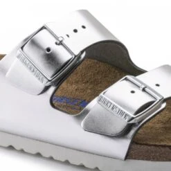 Birkenstock Women's Arizona Softbed Leather In Metallic Silver (Narrow Width) 11 Birkenstock Women's Arizona Softbed Leather In Metallic Silver (Narrow Width) -Shoe Luxe Shop 1 0 1005961 detail 1 1100x