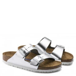 Birkenstock Women's Arizona Softbed Leather In Metallic Silver (Narrow Width) 9 Birkenstock Women's Arizona Softbed Leather In Metallic Silver (Narrow Width) -Shoe Luxe Shop 1 0 1005961 pair 1100x