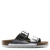 Birkenstock Women's Arizona Softbed Leather In Metallic Silver (Narrow Width) 2 Birkenstock Women's Arizona Softbed Leather In Metallic Silver (Narrow Width) -Shoe Luxe Shop 1 0 1005961 side 1100x