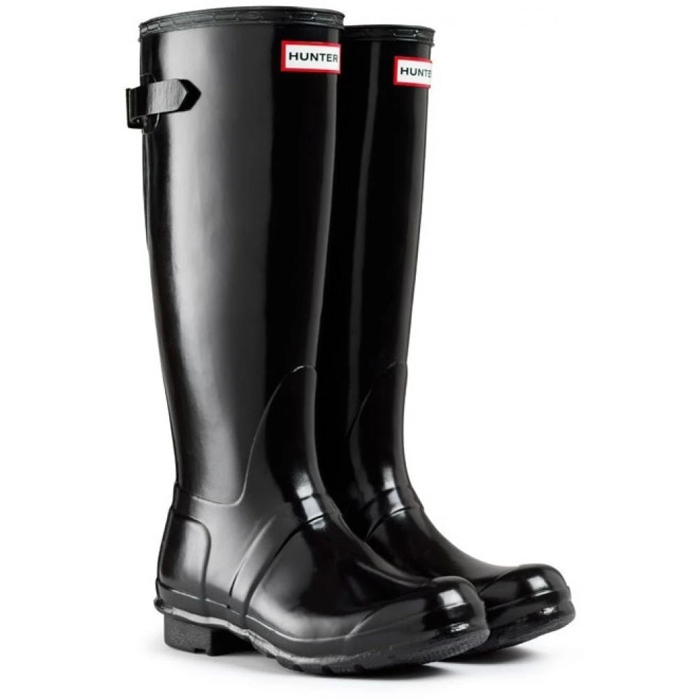 Hunter Women's Original Back Adjustable Gloss Rain Boots In Black 4 Hunter Women's Original Back Adjustable Gloss Rain Boots In Black - Image 2