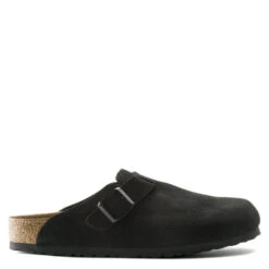 Birkenstock Boston Softbed Suede Leather In Black