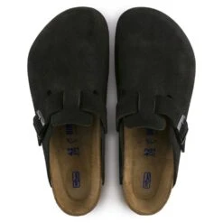 Birkenstock Boston Softbed Suede Leather In Black -Shoe Luxe Shop 660471 3 1100x