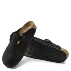 Birkenstock Boston Softbed Suede Leather In Black -Shoe Luxe Shop 660471 4 1100x