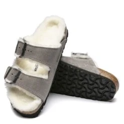 Birkenstock Women's Arizona Shearling In Stone Coin -Shoe Luxe Shop BI 1017402 521W 3 1100x