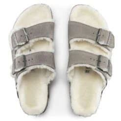 Birkenstock Women's Arizona Shearling In Stone Coin -Shoe Luxe Shop BI 1017402 521W 4 1100x