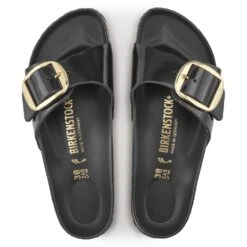 Birkenstock Women's Madrid Big Buckle Oiled Leather In High Shine Black (Narrow Width) -Shoe Luxe Shop BI 1022650 518 3 1100x