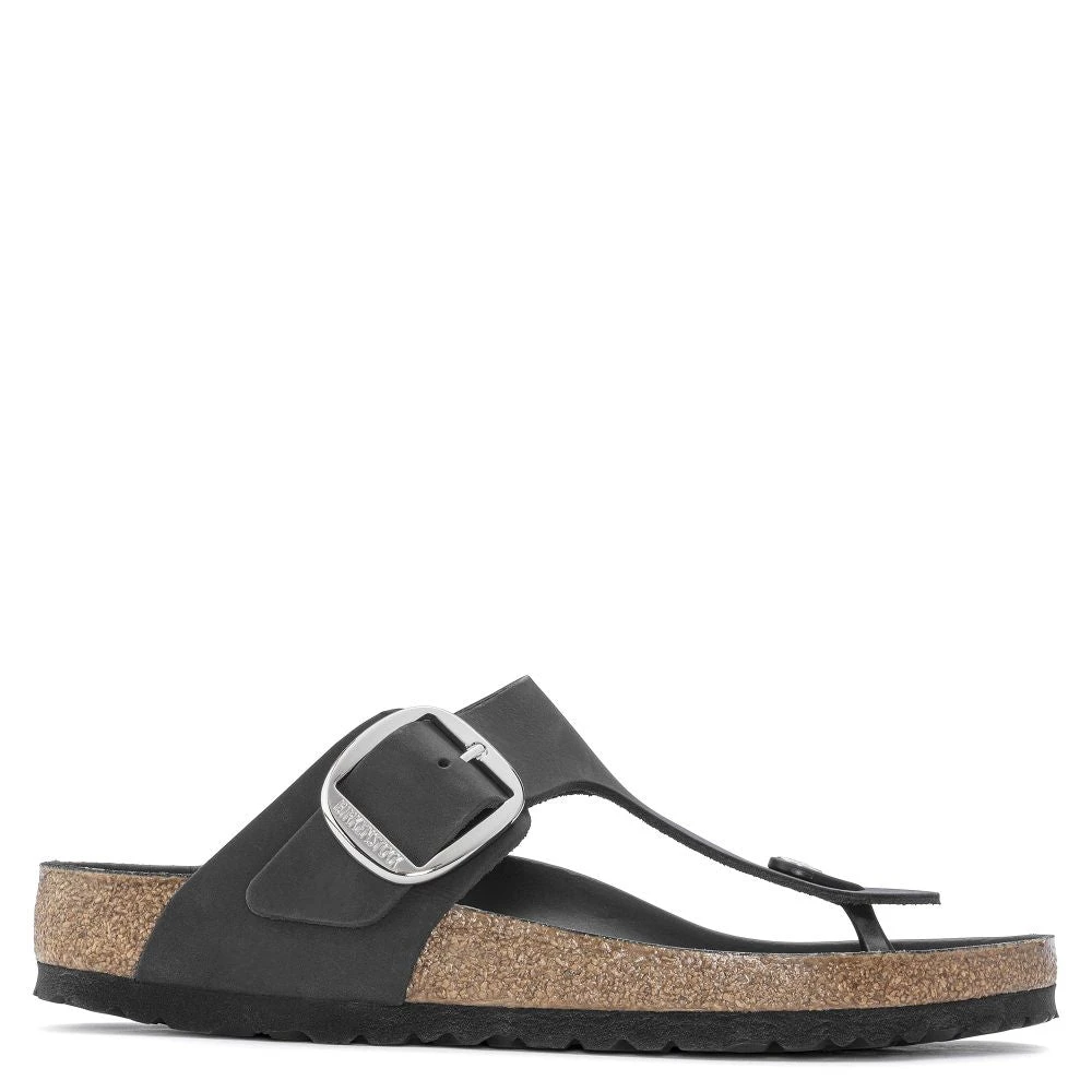 Birkenstock Women's Gizeh Big Buckle Oiled Leather In Black 3 Birkenstock Women's Gizeh Big Buckle Oiled Leather In Black