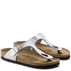 Birkenstock Gizeh Birko-Flor In Silver -Shoe Luxe Shop b i birkenstock gizeh birk flor silver 43853 3 1100x
