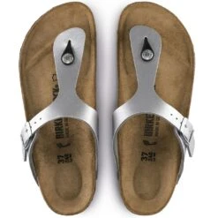 Birkenstock Gizeh Birko-Flor In Silver -Shoe Luxe Shop b i birkenstock gizeh birk flor silver 43853 4 1100x