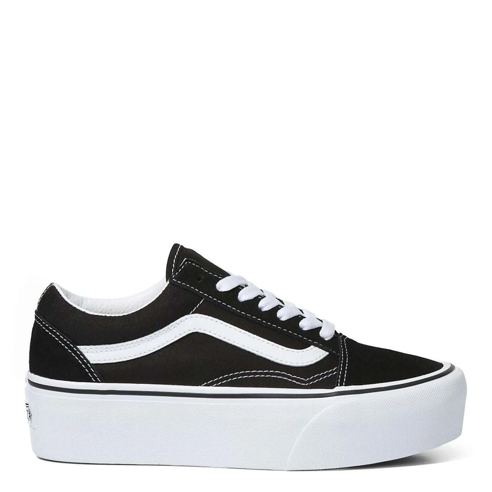 Vans Women's Old Skool Stackform In Suede/Canvas Black/True White 3 Vans Women's Old Skool Stackform In Suede/Canvas Black/True White